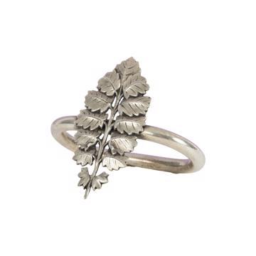 Leaves napkin rings in plated copper, silver, fern [2]