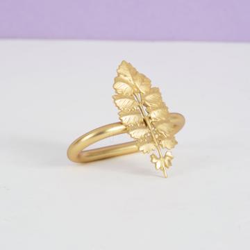 Leaves napkin rings in plated copper, mat gold, fern [1]