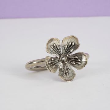 Leaves napkin rings in plated copper, silver, flower [1]