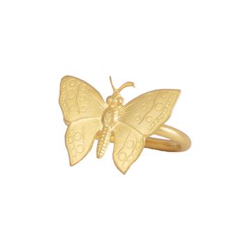 Ronds de Serviette Insectes en cuivre estampé, or mat, papillon plein [1]
