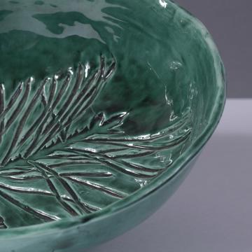 Petit Saladier Pomme de pin en faïence, vert foncé [2]