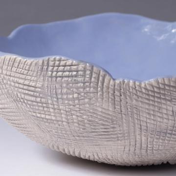 Reef salad bowl in stamped stoneware, violet blue  [2]