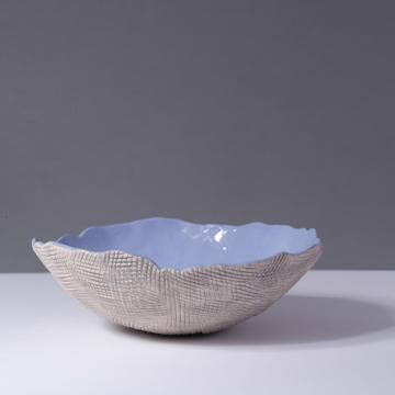 Reef salad bowl in stamped stoneware