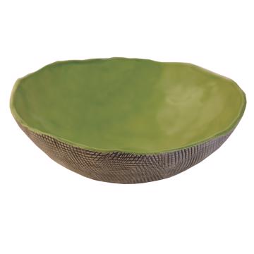 Reef salad bowl in stamped stoneware, light green