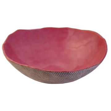 Reef salad bowl in stamped stoneware, antic pink [3]