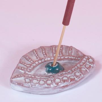 Rich Eye incense base in earthenware, duck blue [2]