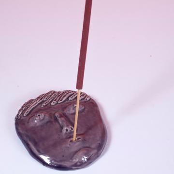 Face incense base in earthenware, purple [1]