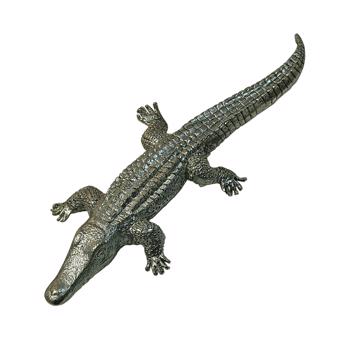 Salière et poivrière Crocodile en métal argenté ou doré, argent