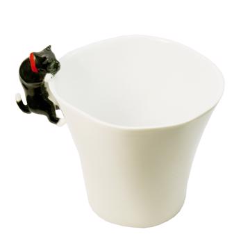 Tasse Chat en porcelaine de Limoges, noir, café/thé [3]
