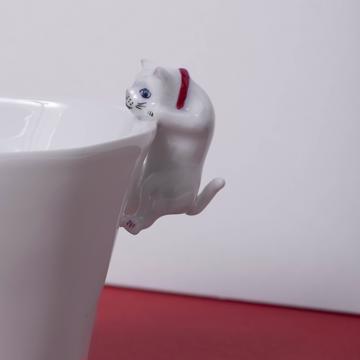 Tasse Chat en porcelaine de Limoges, blanc, café/thé [4]