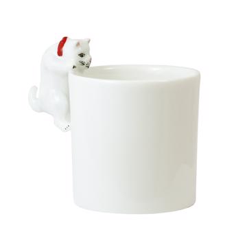 Tasse Chat en porcelaine de Limoges, blanc, moka