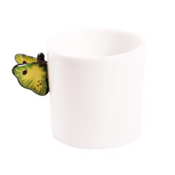 Tasses Papillon en Porcelaine de Limoges, jaune, moka