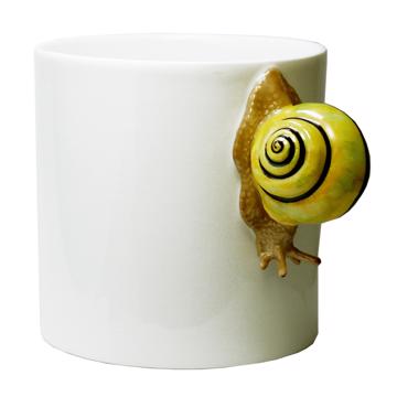 Tasse Escargot en porcelaine de Limoges, jaune