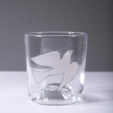 Verre Colombe en Email sur Cristallin