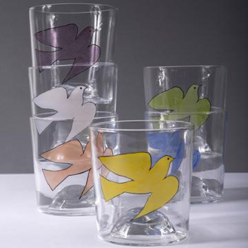 Verre Colombe en Email sur Cristallin