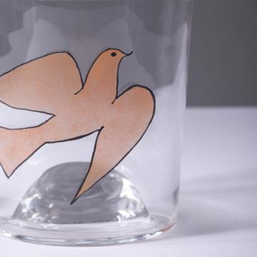 Verre Colombe en Email sur Cristallin, orange [2]