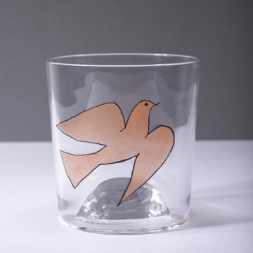 Verre Colombe en Email sur Cristallin, orange [1]