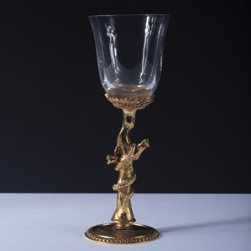 Verre Serpent en cristal et métal argenté ou doré